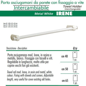 Pika' porta asciugamani 40 centimetri irene intercambiabile allungabile metallo bianco