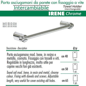Pika' porta asciugamani 40 centimetri irene intercambiabile allungabile cromato