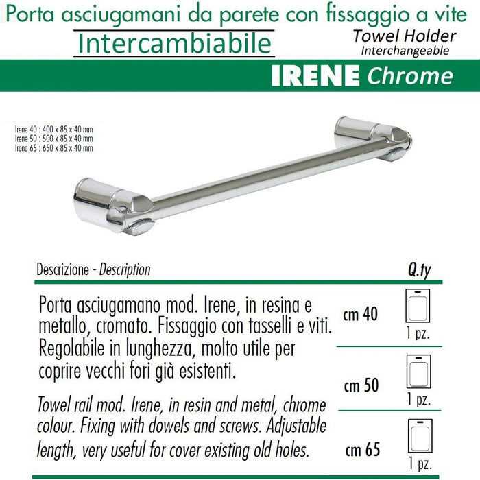 Pika' porta asciugamani 40 centimetri irene intercambiabile allungabile cromato