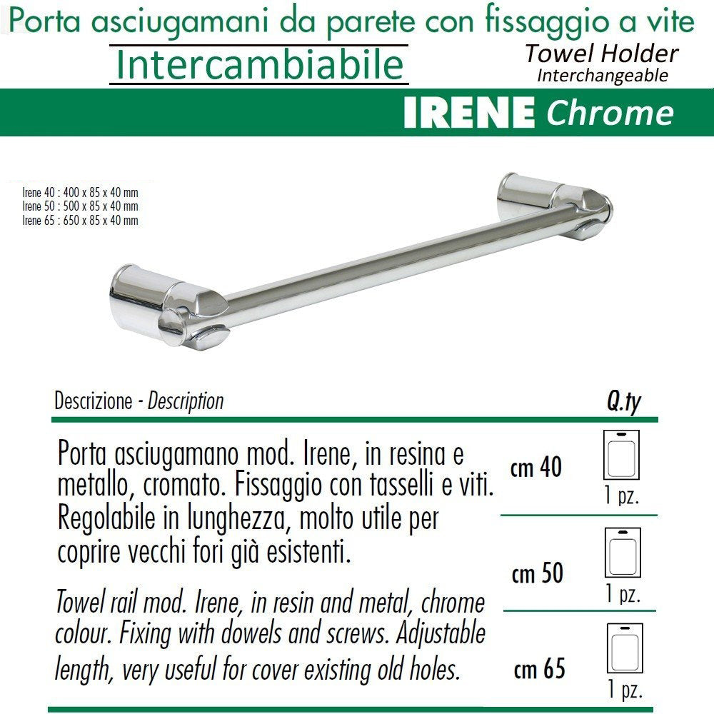 Pika' porta asciugamani 65 centimetri irene intercambiabile allungabile cromato