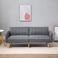 Divano Letto 2 Posti a 1 Piazza con Schienale Reclinabile in Tessuto 173x75x73cm - Grigio