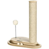 Tiragraffi per Gatti 4kg max in Truciolato e Iuta con Palline da Gioco Incluse, 35x23x40 cm, color Rovere