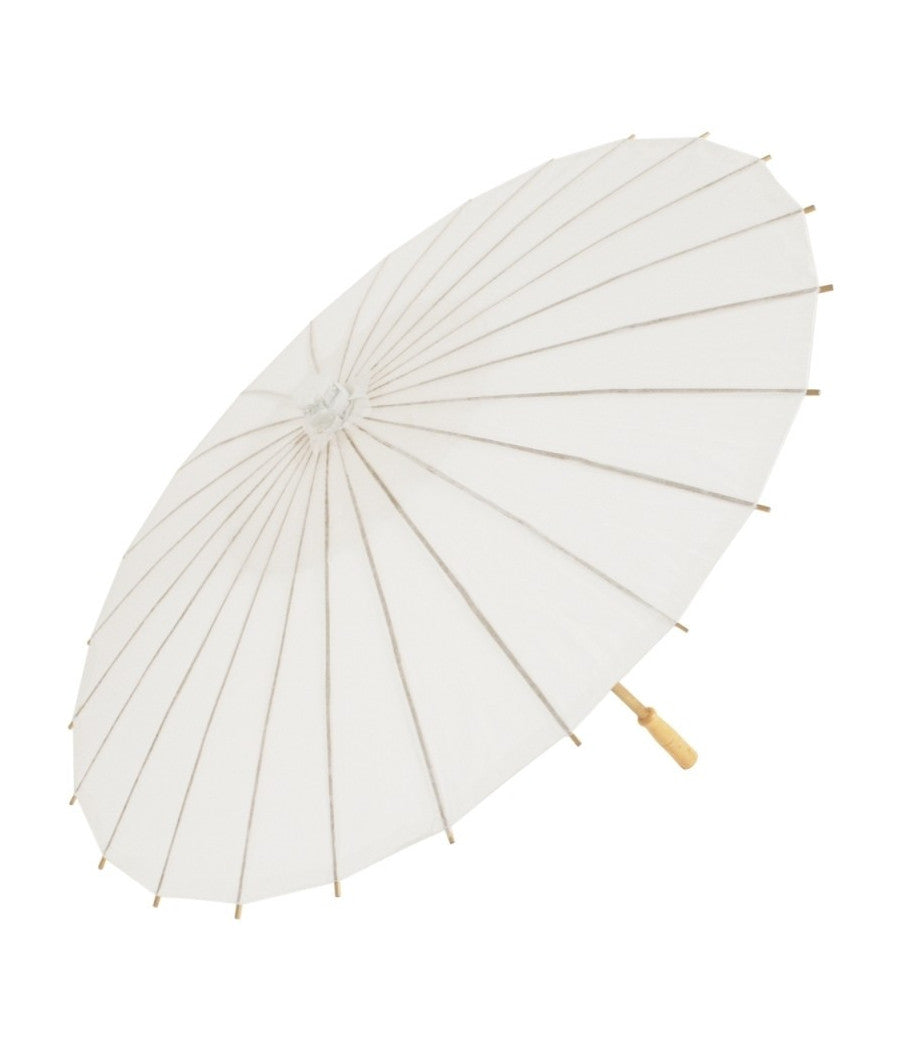 Ombrello Bambu Bianco 30 Cm Carta Legno Sposa Wedding Matrimonio Ombrellino         