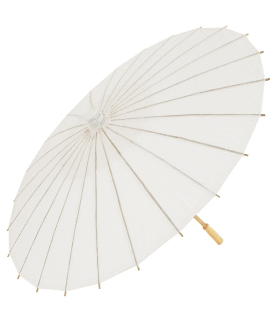 Ombrello Bambu Bianco 42 Cm Legno Sposa Wedding Matrimonio Ombrellino Parasole         