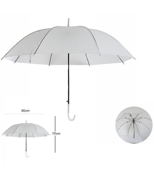 Ombrello Bianco In Pvc Protegge Pioggia Sole Per Bambini Bimbi Manico Bianco         