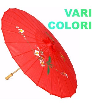 Ombrello Cinese Ombrellino Festa Sole Pioggia Allestimento Stoffa E Legno         