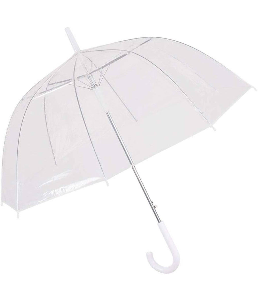 Ombrello Trasparente A Cupola Automatico 90cm In Pvc Protezione Sole E Pioggia         
