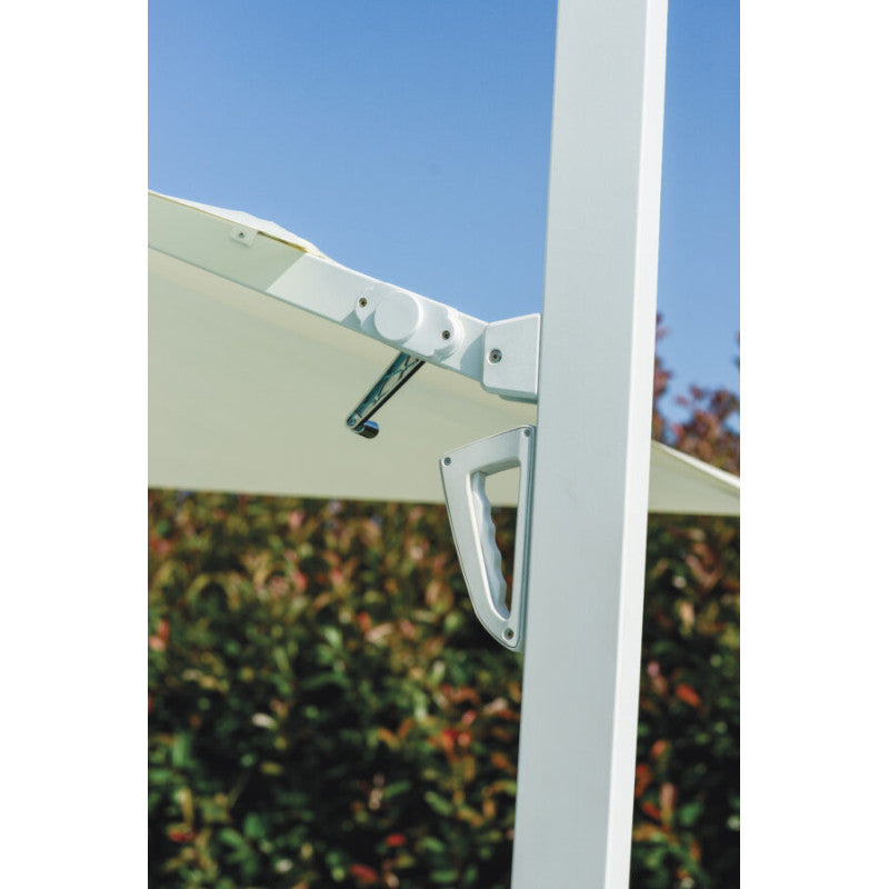 Ombrellone 3X3 Palo Laterale Bianco - Maniglia - Telo Bianco Moia
