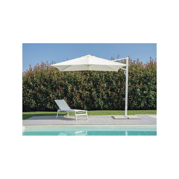 Ombrellone 3X3 Palo Laterale Bianco - Maniglia - Telo Bianco Moia