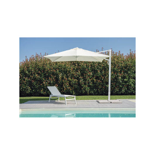 Ombrellone 3X3 Palo Laterale Bianco - Maniglia - Telo Bianco Moia