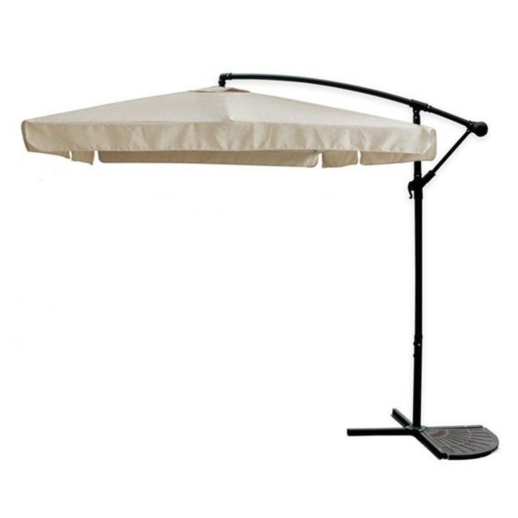 Trade Shop - Ombrellone A Braccio Laterale Da Giardino 3x3mt Protezione Sole Beige Con Base 223216 -