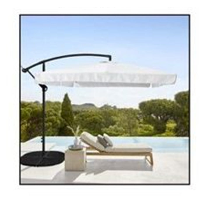 Trade Shop - Ombrellone A Braccio Laterale Da Giardino 3x3mt Protezione Sole Bianco Con Base 223218 -