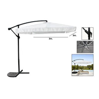 Trade Shop - Ombrellone A Braccio Laterale Da Giardino 3x3mt Protezione Sole Bianco Con Base 223218 -