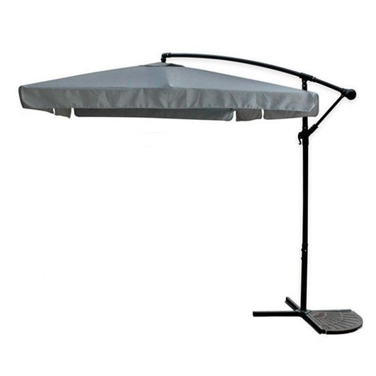 Trade Shop - Ombrellone A Braccio Laterale Da Giardino 3x3mt Protezione Sole Grigio Con Base 223217 -        