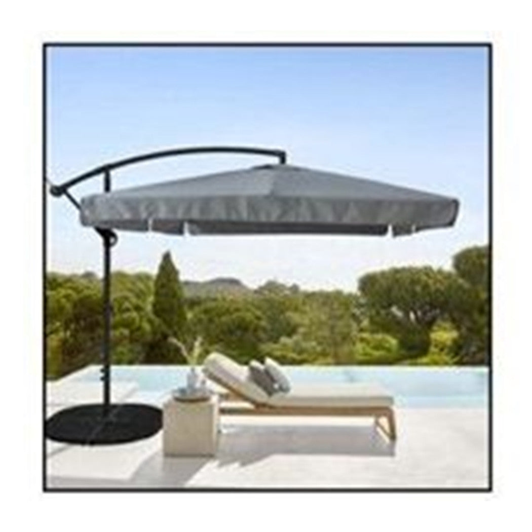 Trade Shop - Ombrellone A Braccio Laterale Da Giardino 3x3mt Protezione Sole Grigio Con Base 223217 -        
