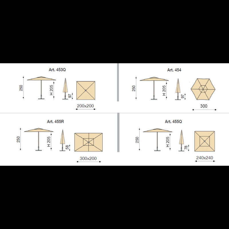Ombrellone a palo centrale Trend 300x200 cm Made in Italy - Verde