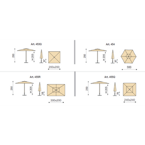 Ombrellone a palo centrale Trend 300x200 cm Made in Italy - Bordeaux