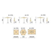 Ombrellone a palo centrale Trend Wood R300x200 cm Made in Italy - Bianco