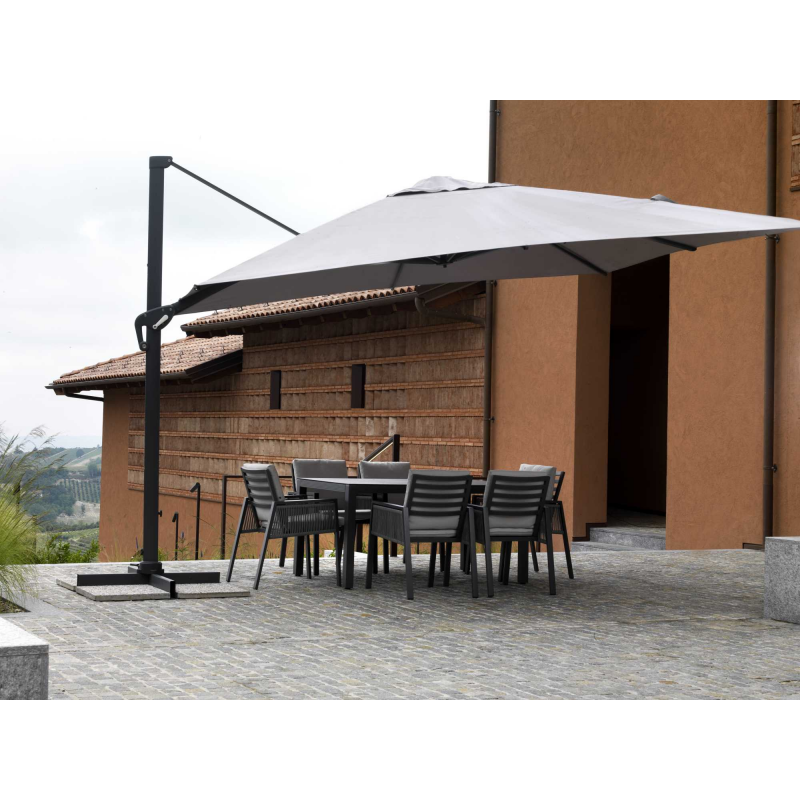 Ombrellone alluminio montana 3x3h2,65m grigio palo laterale