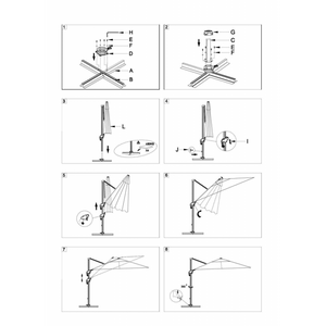 Ombrellone alluminio montana 3x3h2,65m grigio palo laterale
