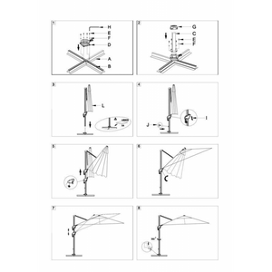 Ombrellone alluminio montana 3x4h2,80m bianco panna palo laterale