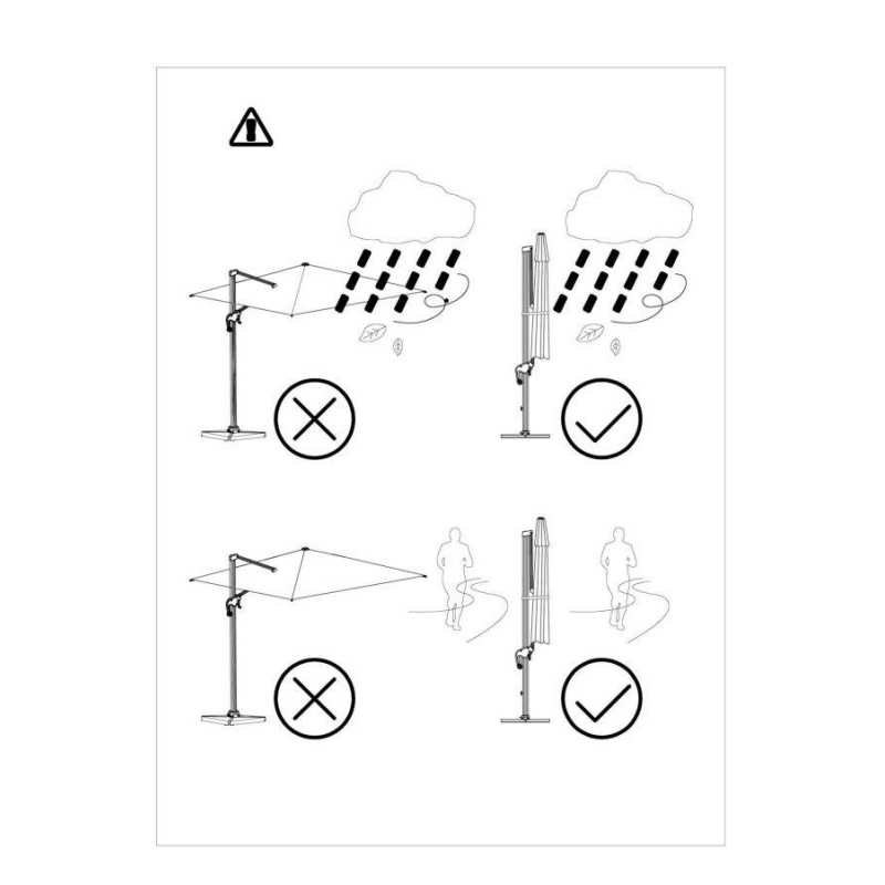 Ombrellone alluminio montana 3x4h2,80m bianco panna palo laterale