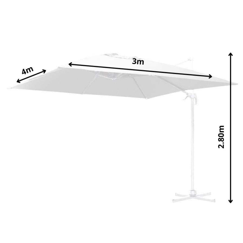 Ombrellone alluminio montana 3x4h2,80m bianco panna palo laterale