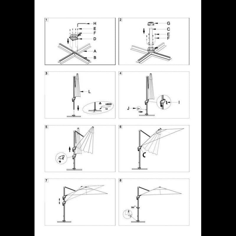 Ombrellone alluminio montana 4x4h2,95m sabbia palo laterale