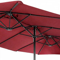 Twin - Ombrellone da giardino a doppio tettuccio con palo centrale da Ø48 mm e telo in poliestere con airvent. Doppio ombrellone da giardino terrazzo o piscina. 4,50X2,65 MT bordeaux