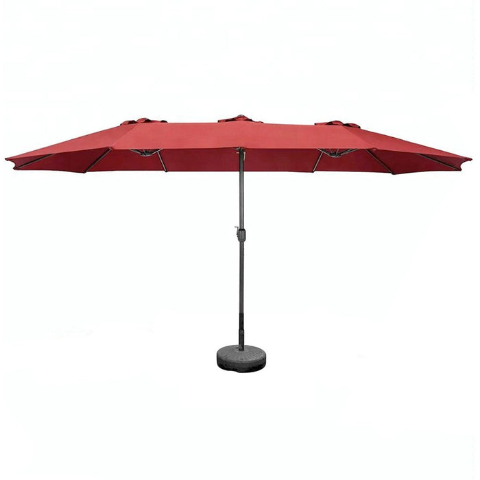 Twin - Ombrellone da giardino a doppio tettuccio con palo centrale da Ø48 mm e telo in poliestere con airvent. Doppio ombrellone da giardino terrazzo o piscina. 4,50X2,65 MT bordeaux