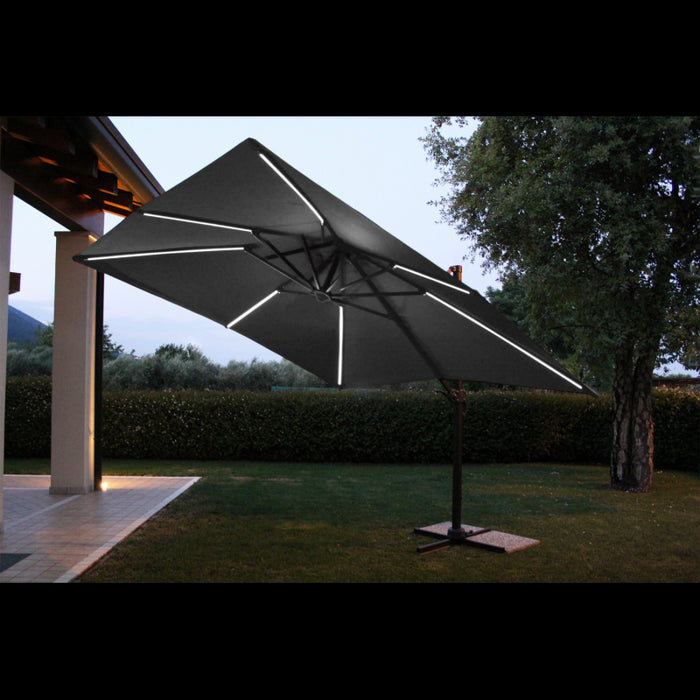OMBRELLONE CON LED 3 X 4 PITAGORA ANTRACITE TELO GRIGIO