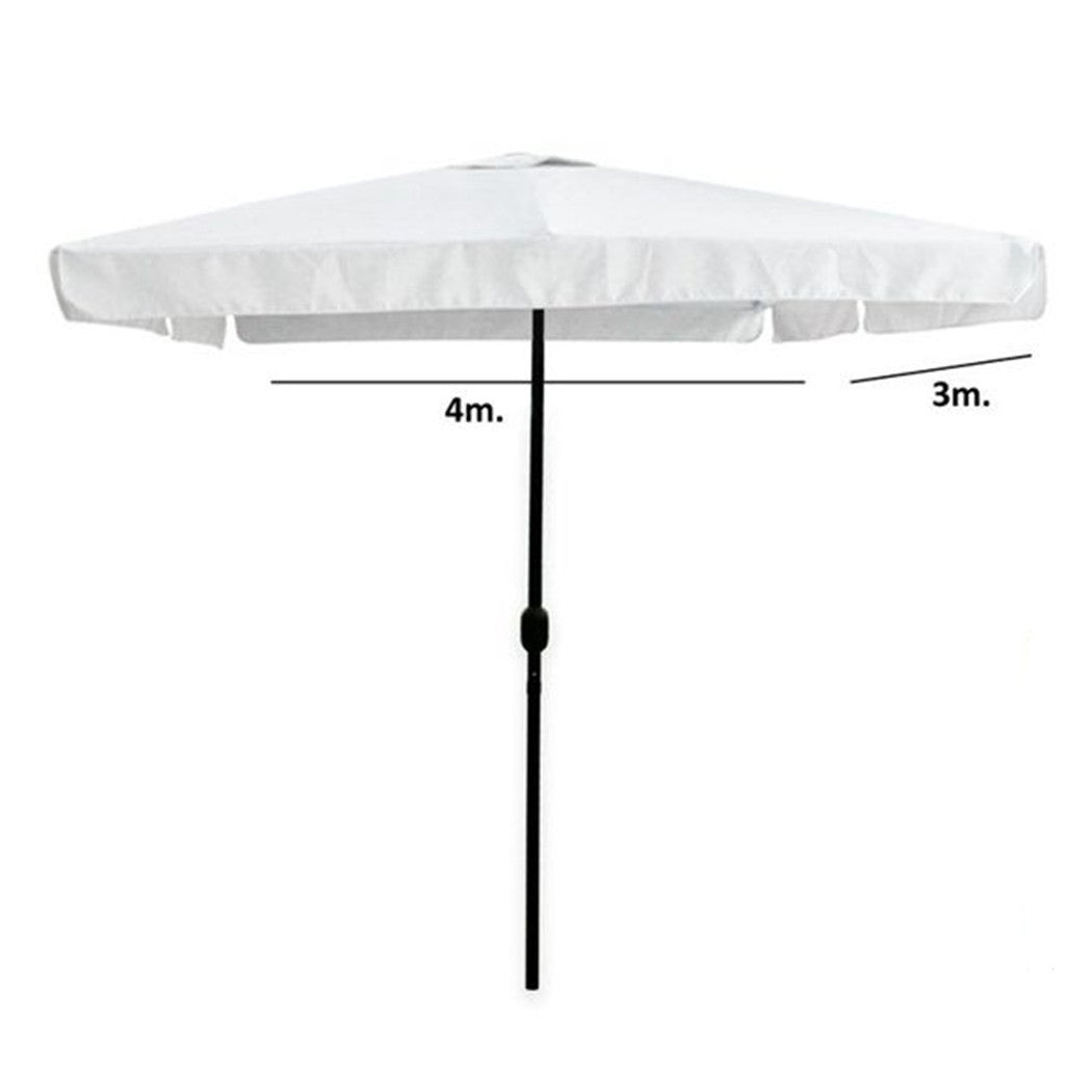 Trade Shop - Ombrellone Da Giardino 3x4 Mt Arredo Esterno Balcone Terrazzo Patio Bianco 223238 -        