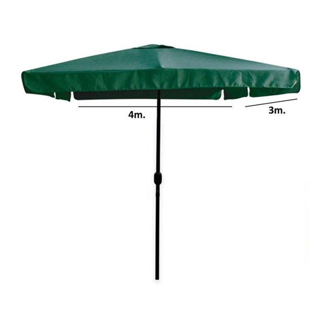 Trade Shop - Ombrellone Da Giardino 3x4 Mt Arredo Esterno Balcone Terrazzo Patio Verde 223235 -        