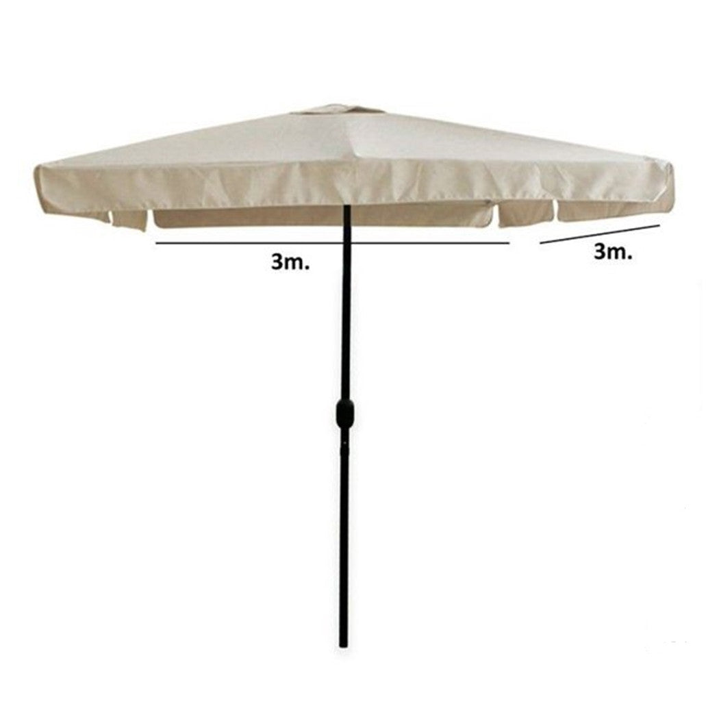 Trade Shop - Ombrellone Da Giardino Arredo Esterno Balcone Terrazzo Patio 3x3 Mt Beige 223231 -        