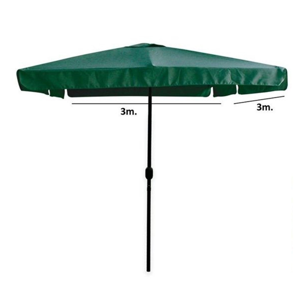 Trade Shop - Ombrellone Da Giardino Arredo Esterno Balcone Terrazzo Patio 3x3 Mt Verde 223230 -        