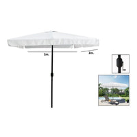 Trade Shop - Ombrellone Da Giardino Esterno Balcone Terrazzo Bianco 3x2 Mt Con Manovella 223223 -        