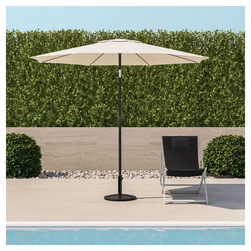 Trade Shop - Ombrellone Da Giardino Gazebo Ombrello Parasole 236xø270cm Beige Con Manovella 206424 -        