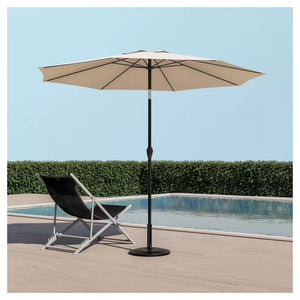 Trade Shop - Ombrellone Da Giardino Gazebo Ombrello Parasole 236xø270cm Beige Con Manovella 206424 -        
