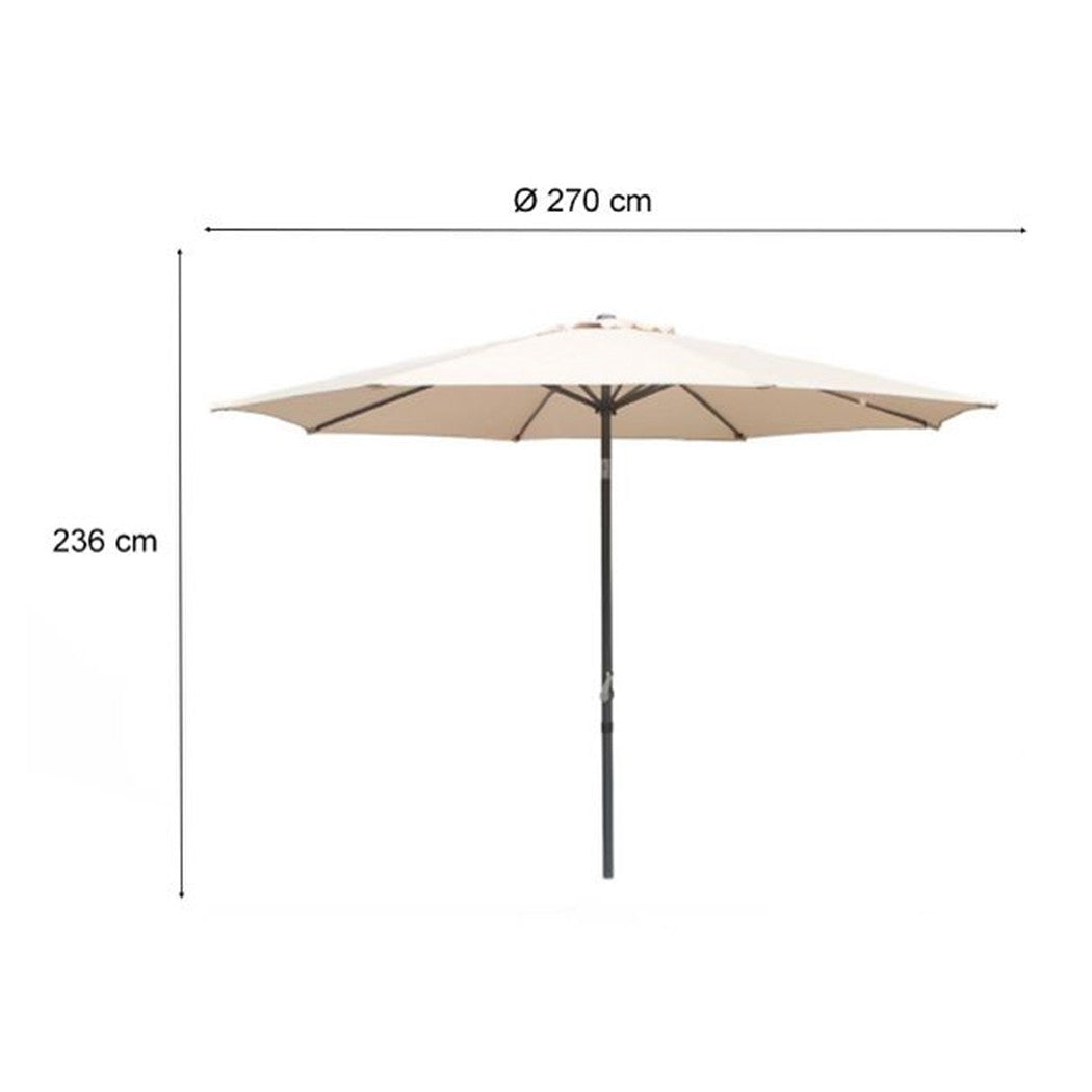 Trade Shop - Ombrellone Da Giardino Gazebo Ombrello Parasole 236xø270cm Beige Con Manovella 206424 -        