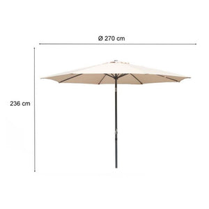 Trade Shop - Ombrellone Da Giardino Gazebo Ombrello Parasole 236xø270cm Beige Con Manovella 206424 -        