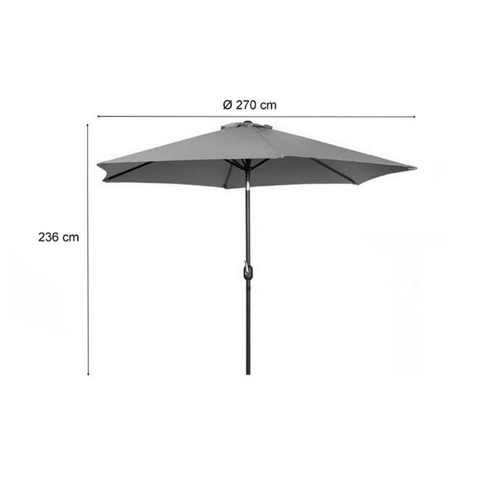 Trade Shop - Ombrellone Da Giardino Gazebo Ombrello Parasole 236xø270cm Grigio Con Manovella 206425 -        