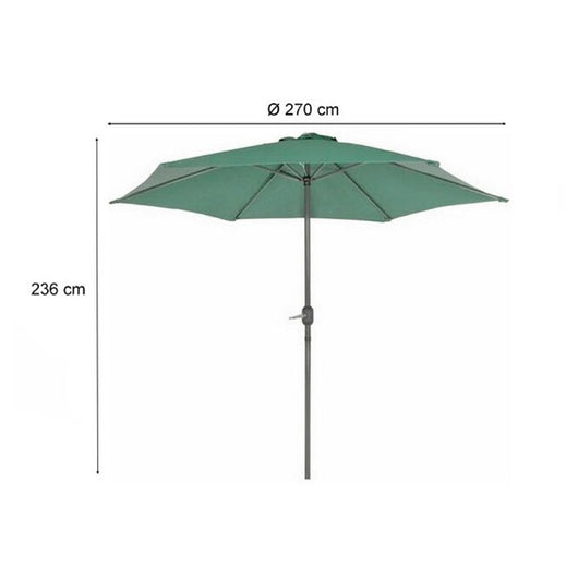 Trade Shop - Ombrellone Da Giardino Gazebo Ombrello Parasole 236xø270cm Verde Con Manovella 206423 -        