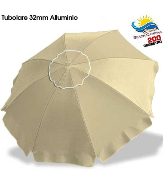 Ombrellone Da Spiaggia Alluminio 2 Metri Con Snodo Tessuto Polyestere Palo 32 Mm         