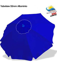 Ombrellone Da Spiaggia Alluminio 2 Mt Con Snodo Tessuto Polyestere Blu Palo 32mm         