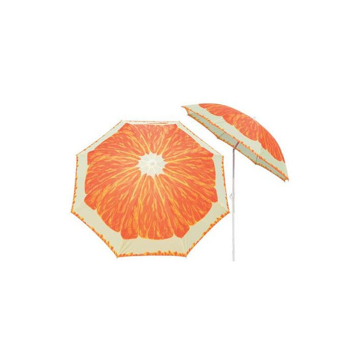 Ombrellone da Spiaggia in Poliestere con Stampa Frutta Arancia Diametro 180 cm