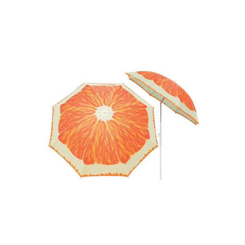 Ombrellone da Spiaggia in Poliestere con Stampa Frutta Arancia Diametro 180 cm