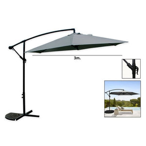 Trade Shop - Ombrellone Decentrato Parasole Balcone Da Giardino Spiaggia ø3mt Con Base 206428 -        