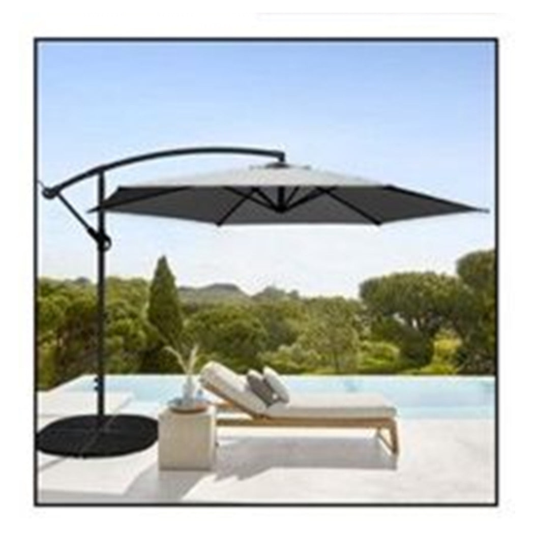 Trade Shop - Ombrellone Decentrato Parasole Balcone Da Giardino Spiaggia ø3mt Con Base 206428 -        