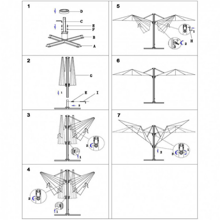 OMBRELLONE DOPPIO 3 X 3 ARCHIMEDE ANTRACITE TELO TAUPE