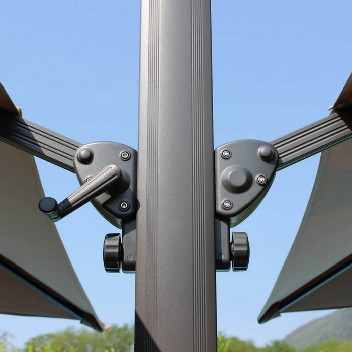 OMBRELLONE DOPPIO 3 X 3 ARCHIMEDE ANTRACITE TELO TAUPE